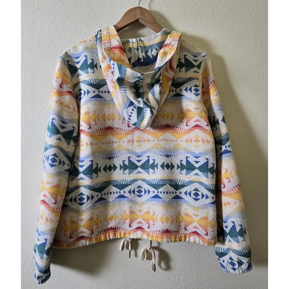 Pendleton Button Front‎ Beach Hoody Double Soft Cotton Women Small Aztec Tribal - Image 4