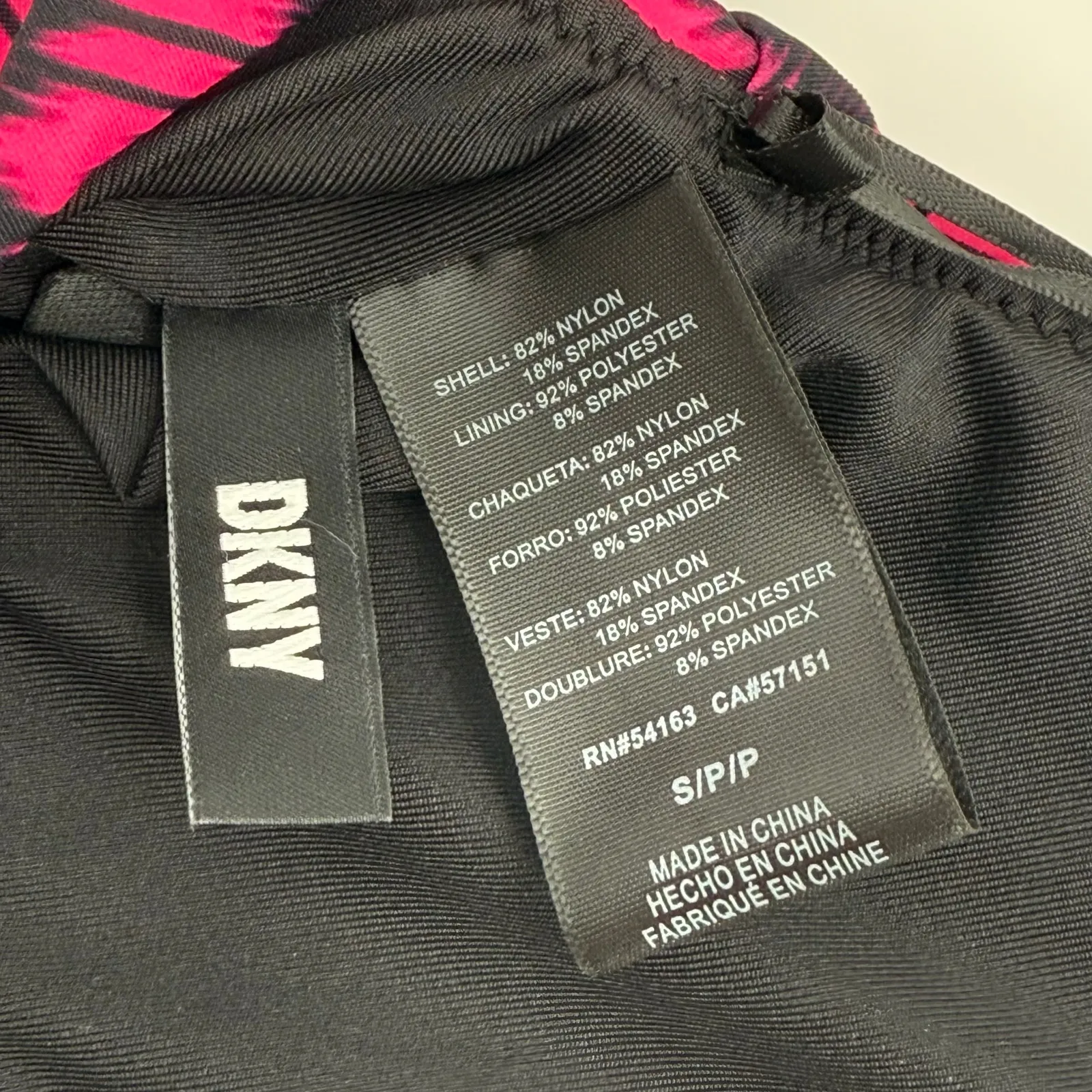 DKNY Bikini Top Size Small NWT Printed Square Neck Hot Pink Black Swim Sporty - Image 8