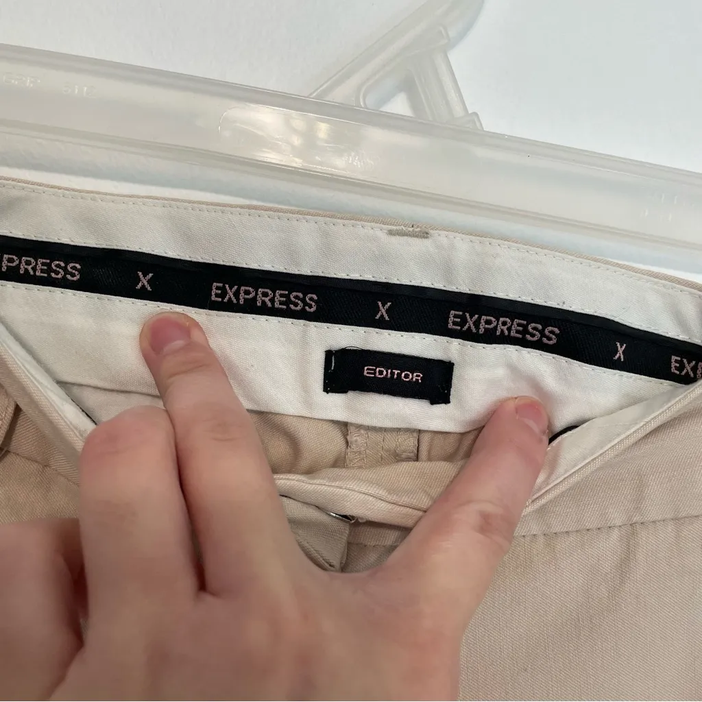 EXPRESS Editor Stretch Mid Rise Wide Leg Trouser Pant Cream Beige Flare ? Work 8 - Image 6