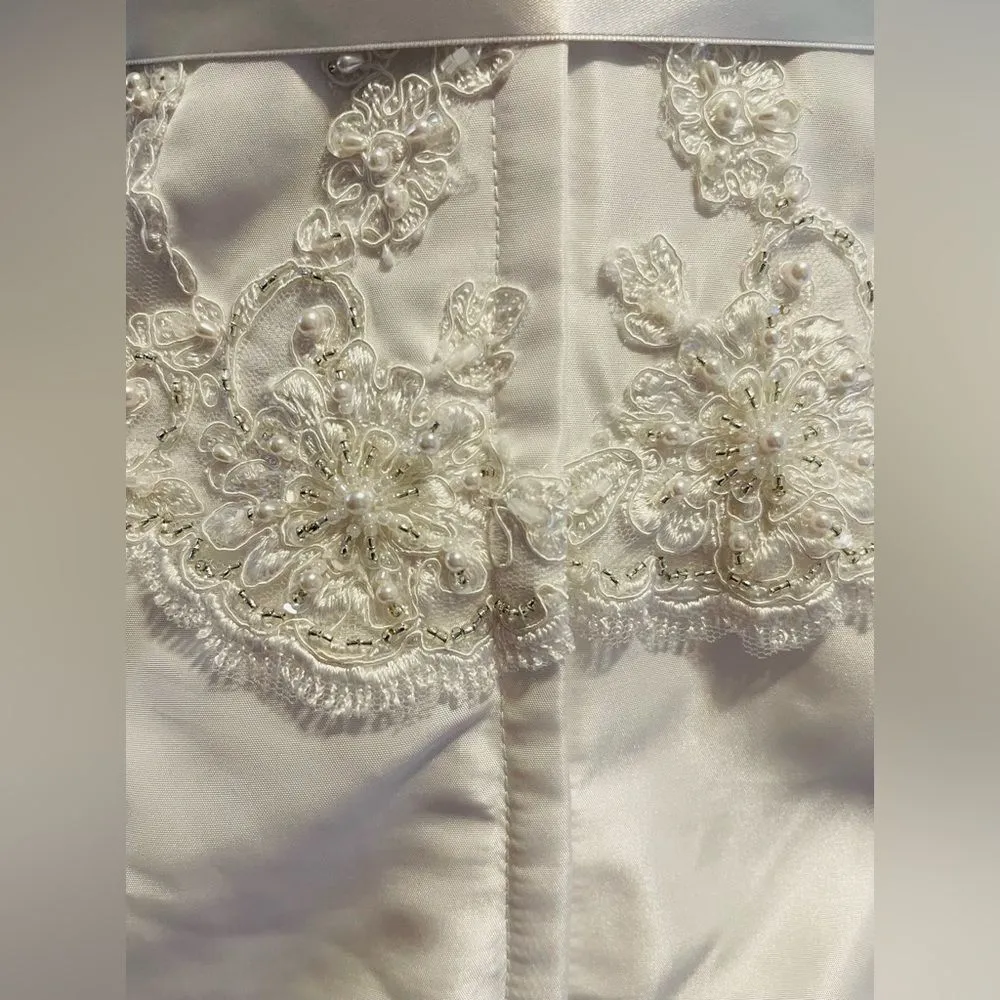 Candlelight White Satin Halter Poufy Ruched Wedding Gown with Train. - Image 8