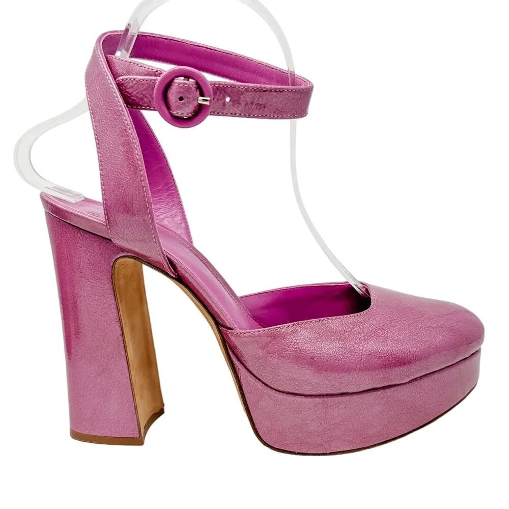 Alexandre Birman Vita 120 Platform Block Heel Ankle Strap Pumps Mauve Size 39.5 - Image 11