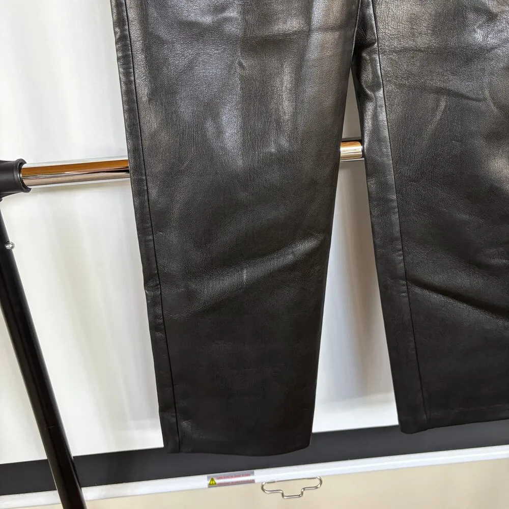 Wilfred Aritzia Melina Faux Leather Black Pants Straight Leg Sexy Biker Small - Image 7