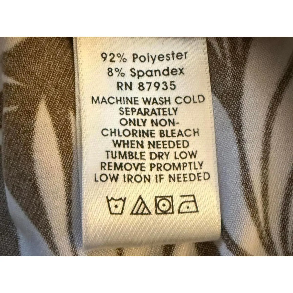 Susan Graver Dress Medium Brown White Floral Tropical Sleeveless Fit and Flare - Image 9