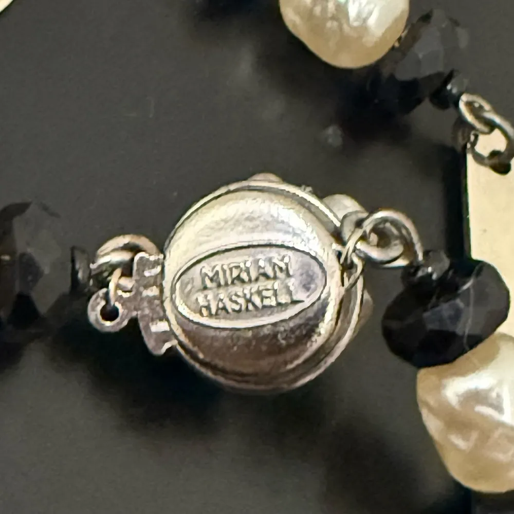 Vintage Retro MIRIAM HASKELL Black Lucite & Faux Pearls Modernist Necklace 49g. - Image 11