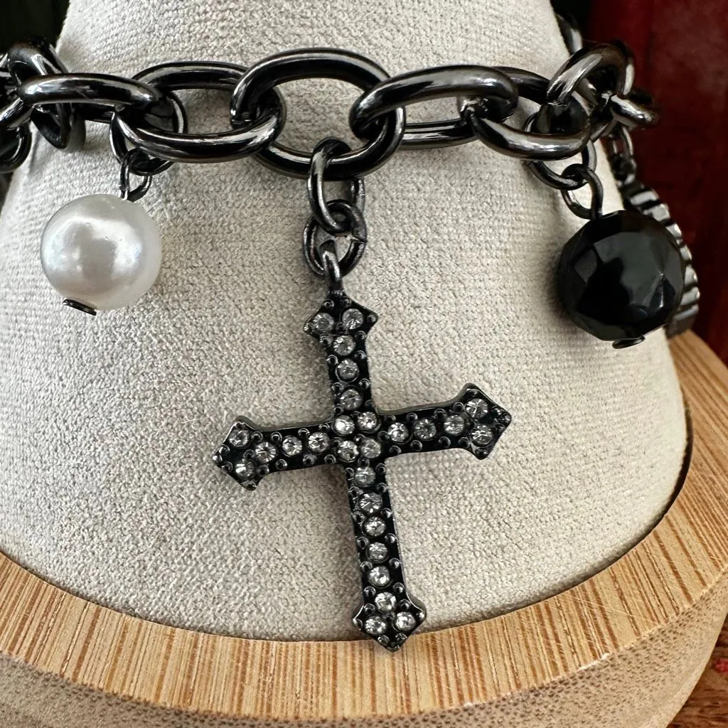 Guess Gunmetal Heart Charm Bracelet - Image 6