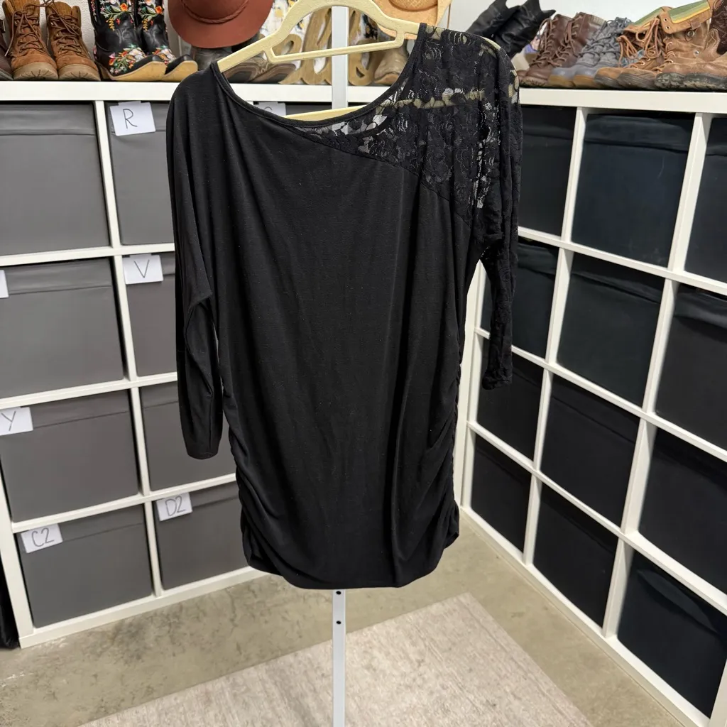 Studio Y Black Lace Shoulder Accent Blouse - Image 4