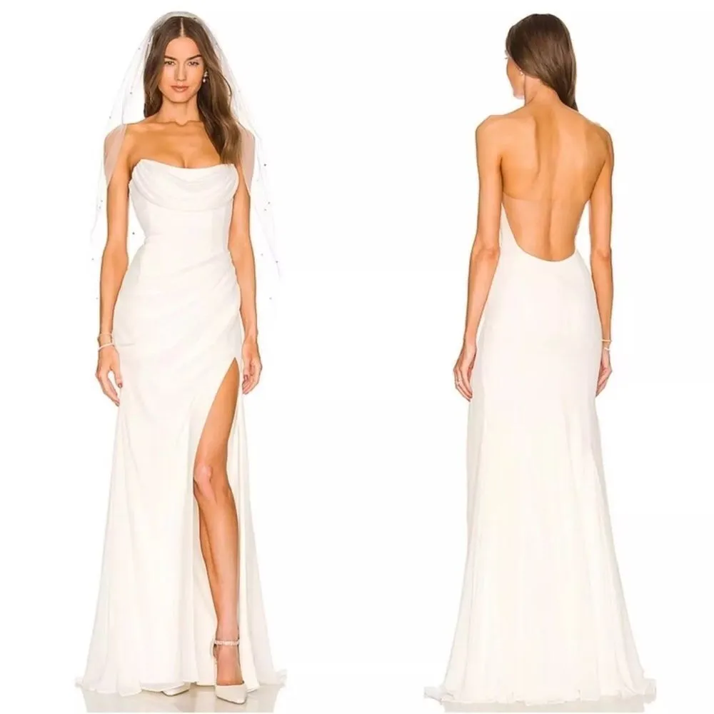 Katie May Athens bridal formal gown illusion back size small - Image 3