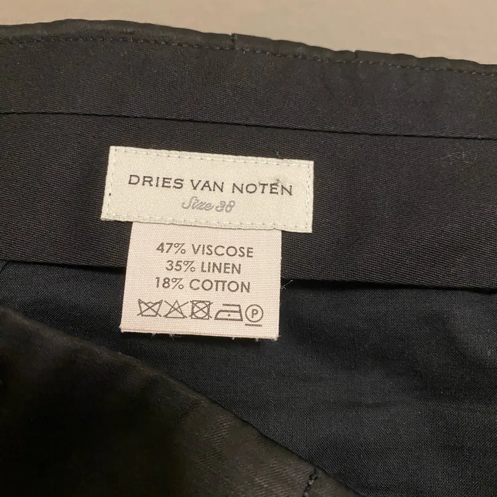 Dries Van Noten Black Satin Linen Blend Dress Pants Size 38 (S) - Image 5