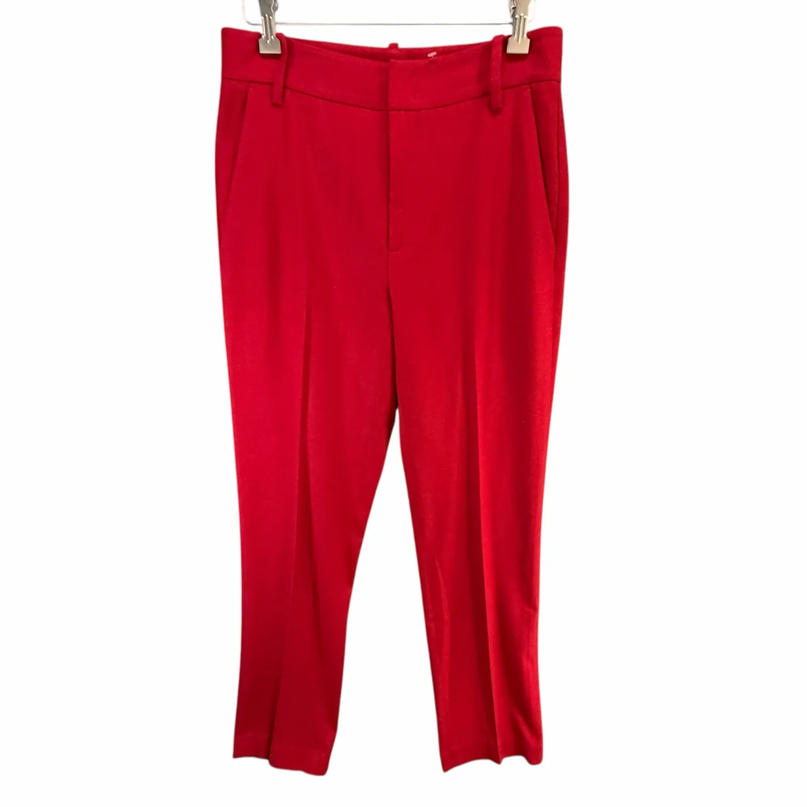 Vince Flannel Tailored Pants Womens 4 Crimson Red Straight Work Modern Classic - Image 2