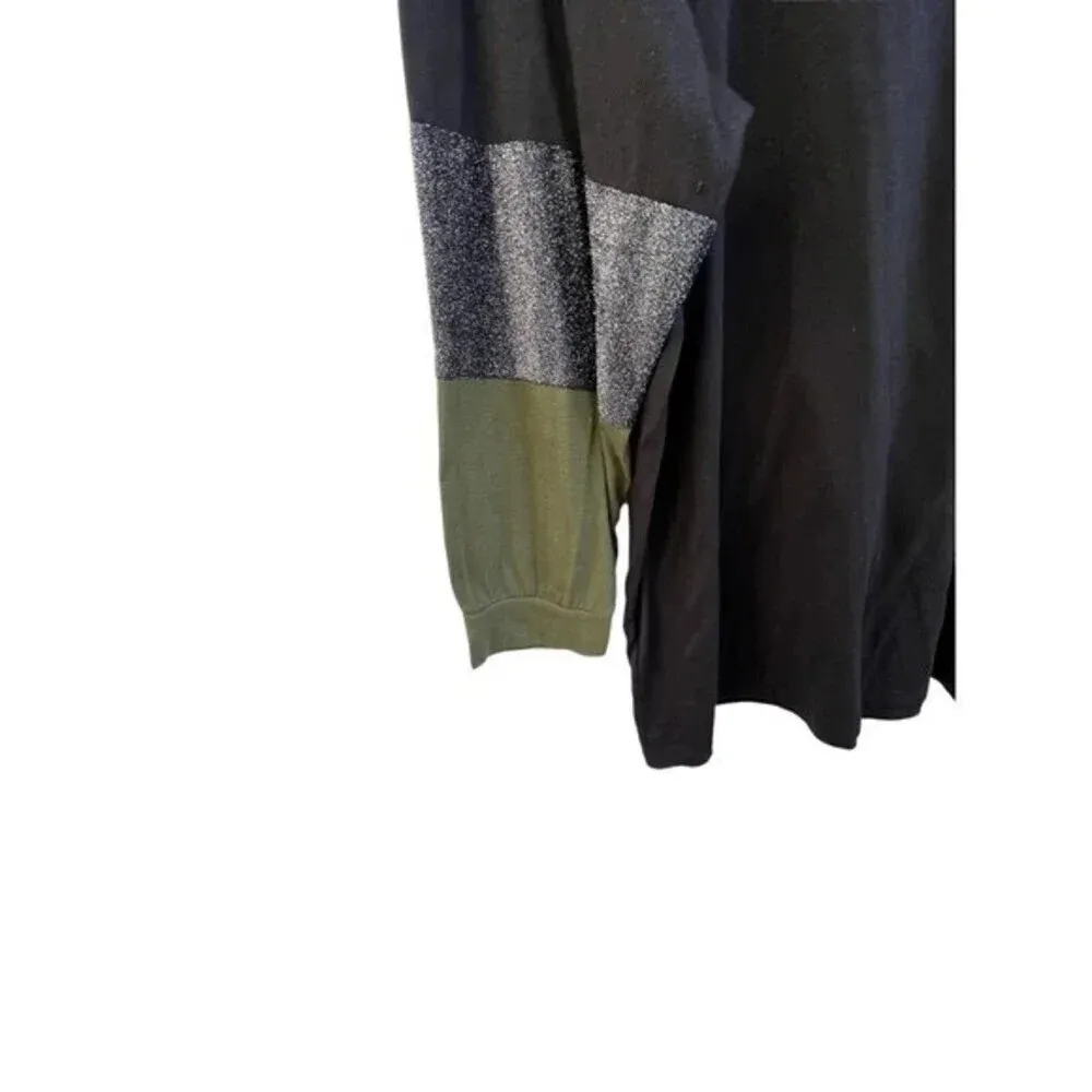 Emery Rose Colorblock Long Sleeve‎ Top Sparkle sliver On Green Size 4XL​​​ - Image 3
