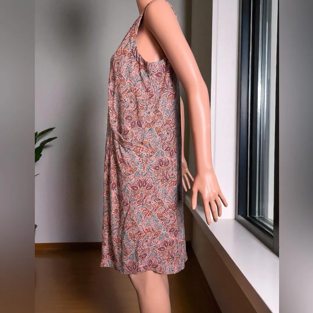 J Jill-Sleeveless V-Neck Dress, NWT. Paisley Floral. Pockets. Cotton. Size Small - Image 4