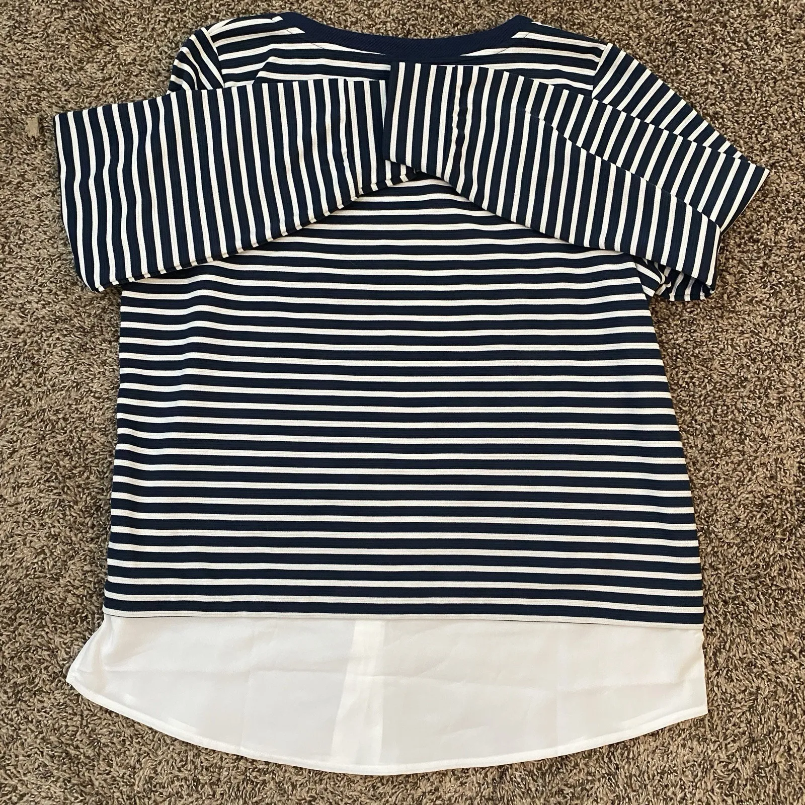 Isaac Mizrahi‎ Live! Textured Ottoman Stripe Layered Pullover Navy - Image 2