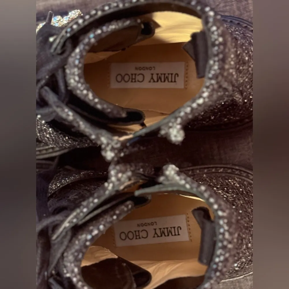 Jimmy Choo Glistening Tweed Embellished Flat Ankle Boots NWOT SZ36.5 US SZ 6.5 - Image 12