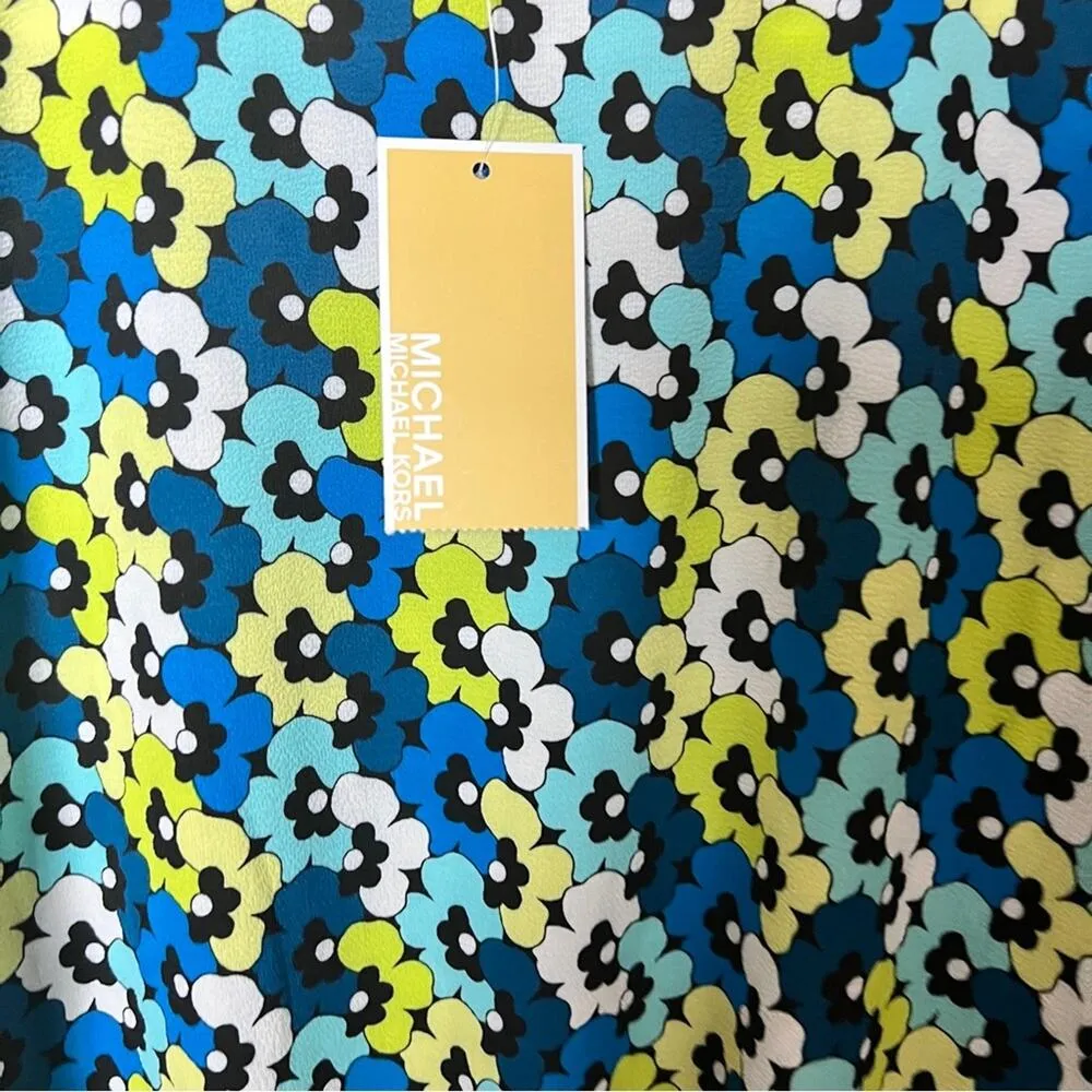 Michael Michael Kors Women's Short Sleeve Limeade Floral Elastic Waist Blouse S - Image 11