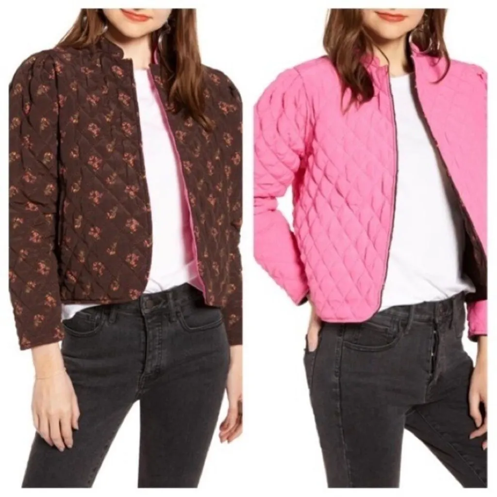 Something Navy • Jacket • Quilted • XS • Pink • Brown • NWT - Image 2