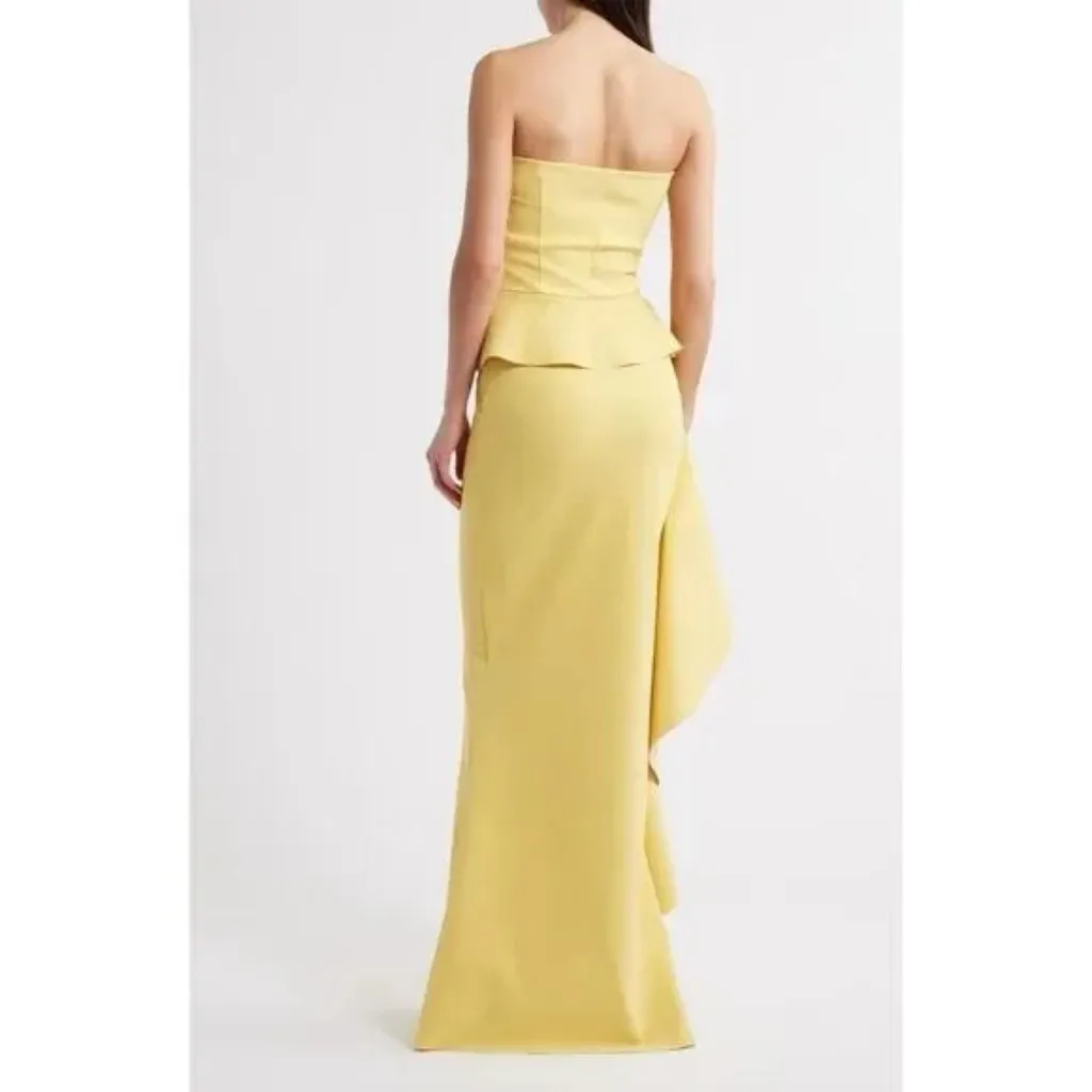 CHIARA BONI La Petite Robe Eliska Ruffle Strapless Gown Soleil Size IT 50/ US 14 - Image 2