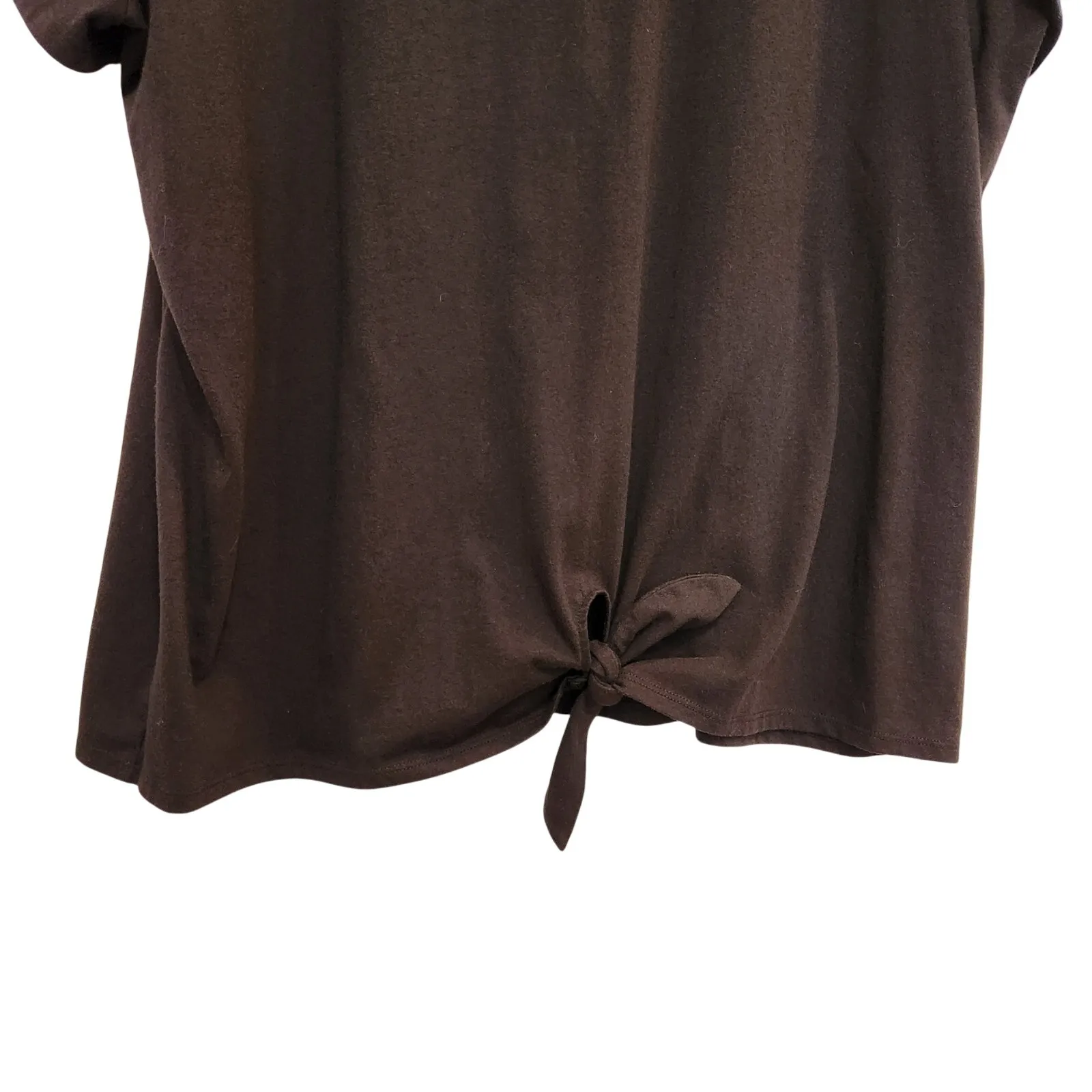 Lane Bryant Short Sleeve Crew Neck Tie-Front T-Shirt Casual Top Black Size 22/24 - Image 4