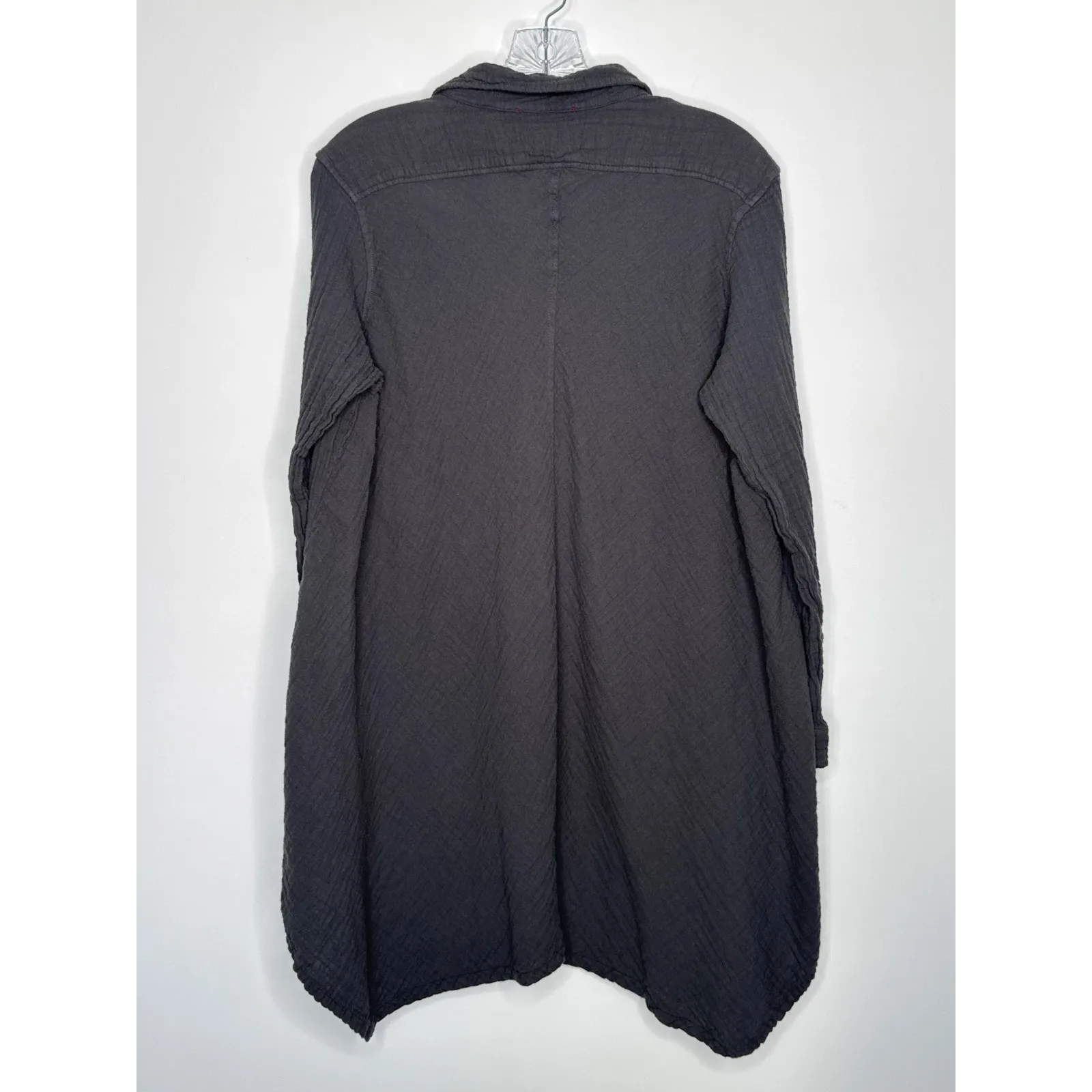 Stark X long sleeve uneven tunic high low shirt, charcoal cotton gauze medium Gray - Image 5