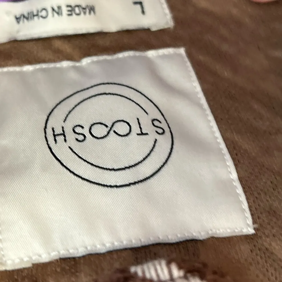 Stoosh Women's Houndstooth Cropped Jacket‎ Brown Size L Casual - Image 9