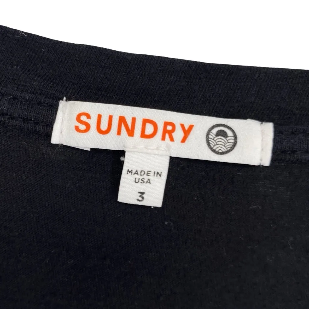 Sundry Cotton Puff Sleeve Top in Black - Image 3