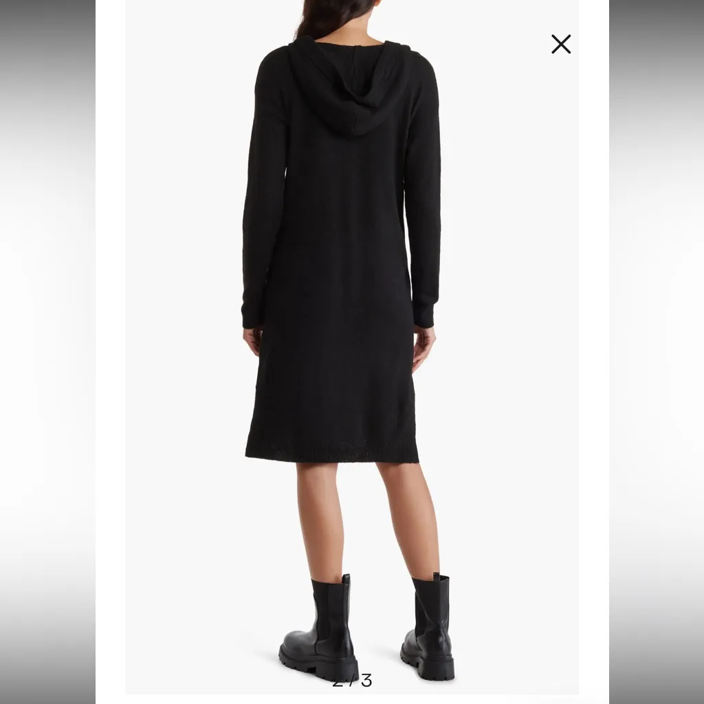 Chic Black Long Sleeve Hoodie Dress - Image 2