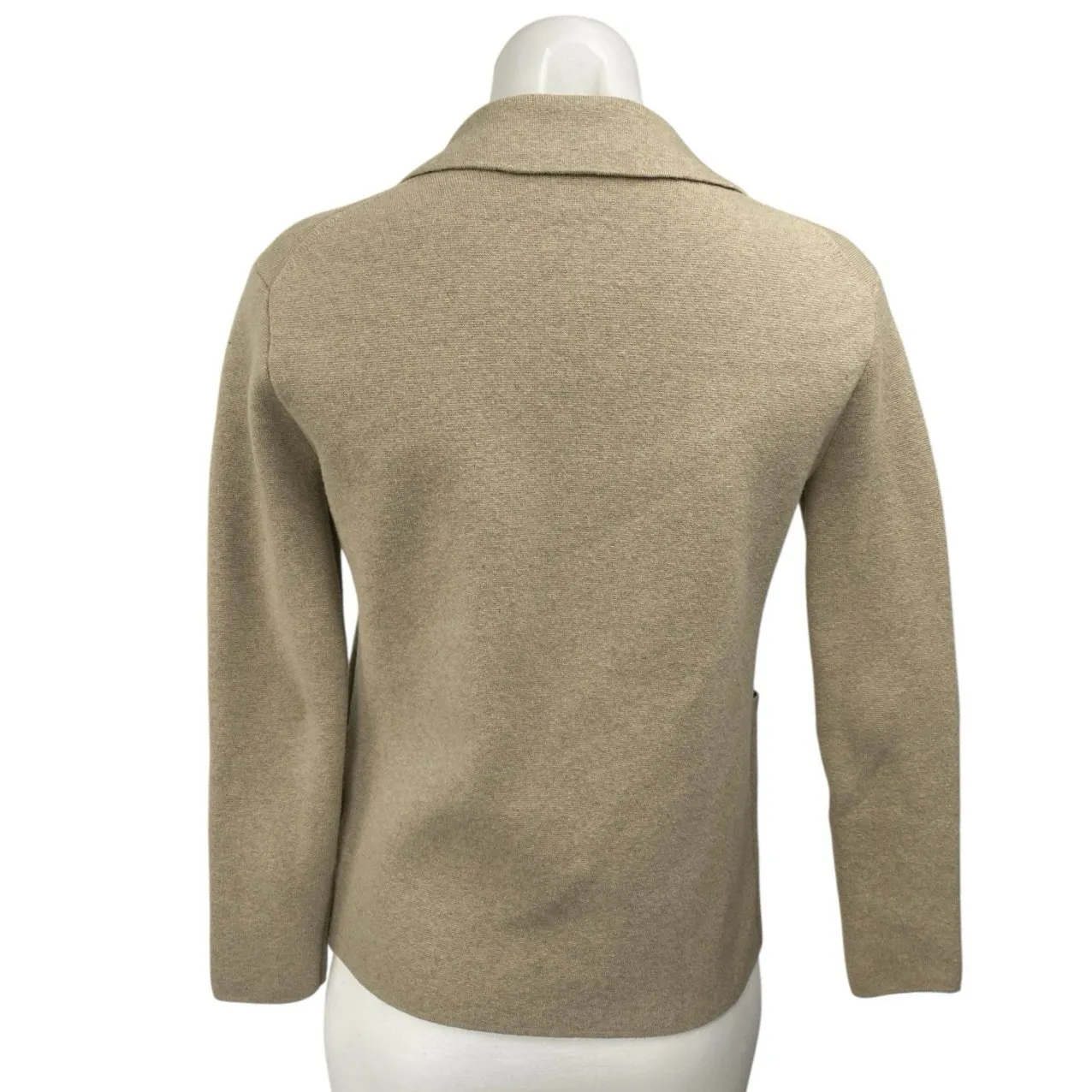 J.Crew Camille Beige Tan Shrunken Long Sleeve Sweater Blazer Coat Jacket Sz XXS - Image 2