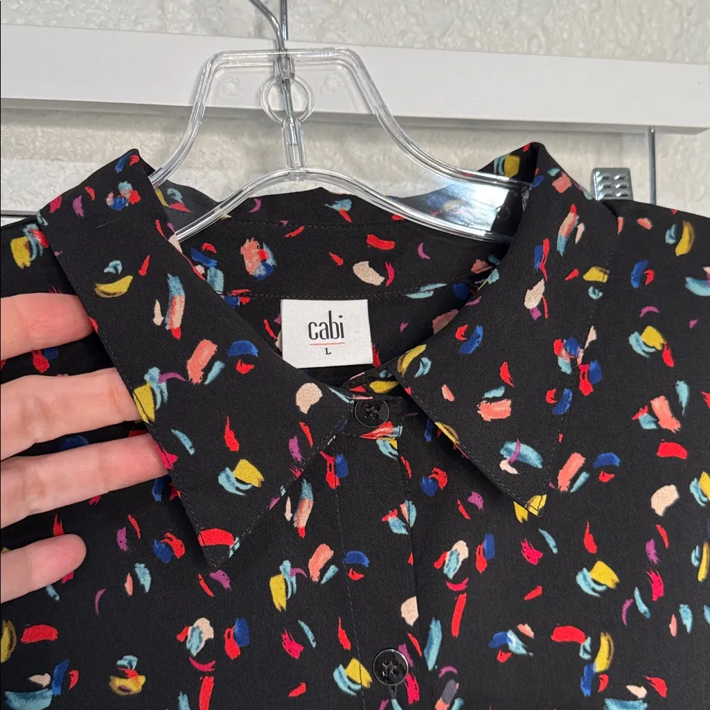 CABI COLORFUL LONG SLEEVE BUTTON UP TOP SZ L - Image 9