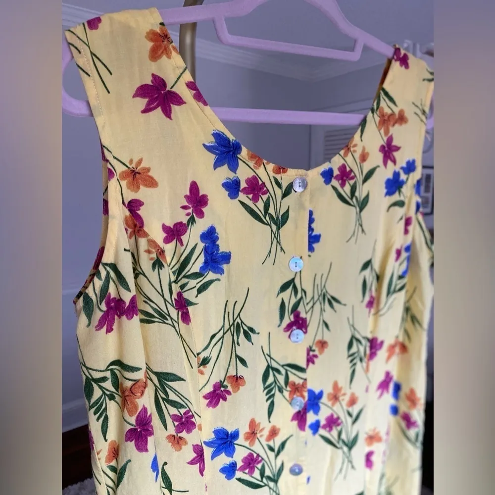 Cottagecore 90s Maxi Dress Floral BFA Classic Lightweight Spring Easter Vintage Yellow Size XL - Image 4
