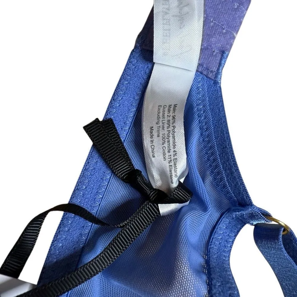 NWT Wolf & Whistle Saretta Blue Stripe Mesh and Lace Plunge Bra 34DD unlined Size undefined - Image 7