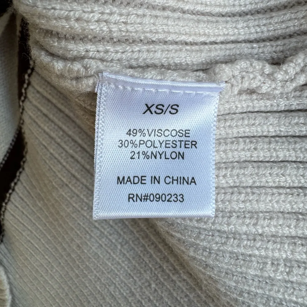 KENDALL & KYLIE Brown Ivory Striped Relaxed Oversized Crewneck Sweater Size XS/S - Image 6