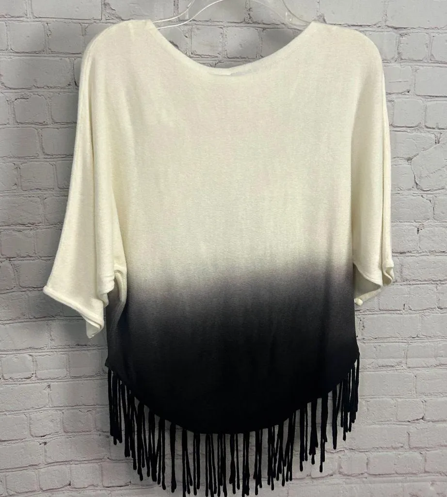 New Directions Petite New ombre boho pullover sweater with fringe Small Petite Size 8P - Image 7
