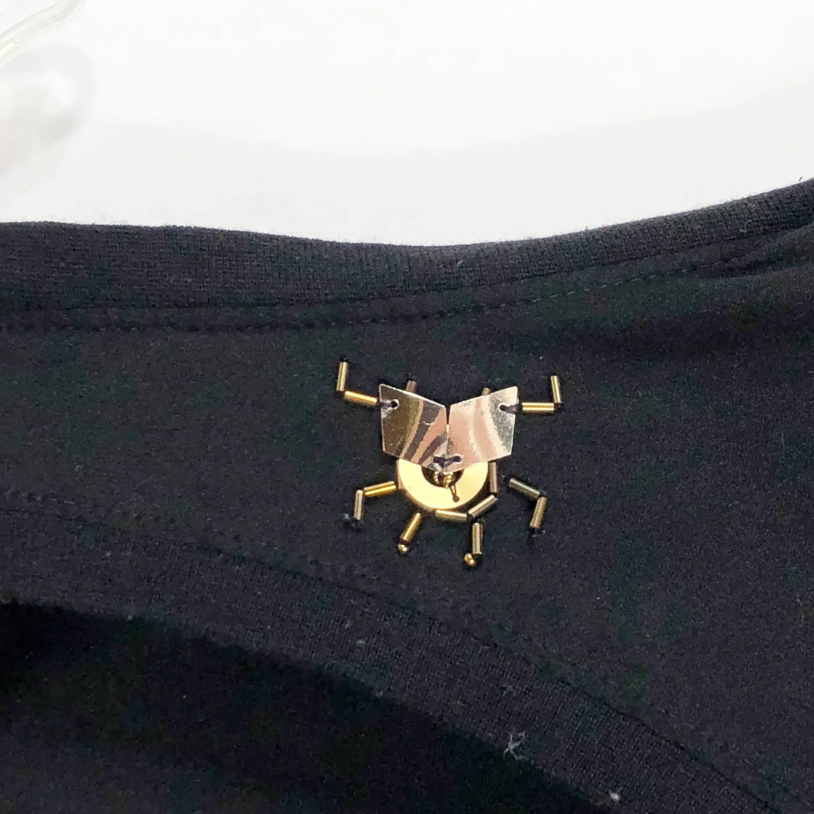 Juicy‎ Couture Medium Tank Top Beaded Sequin Bugs Fruit Black Sleeveless 178 - Image 3