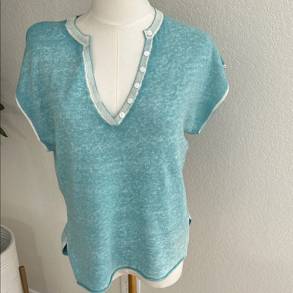 Sundance Laurette Sweater Tee - M, Aqua,   NWT - Image 2