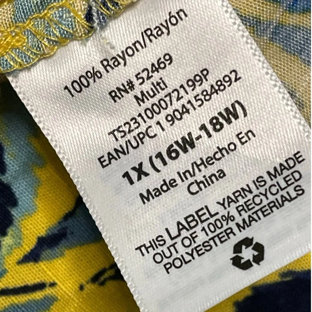 Terra & Sky Folk Floral Sunflower Babydoll Top size 1X NEW - Image 9