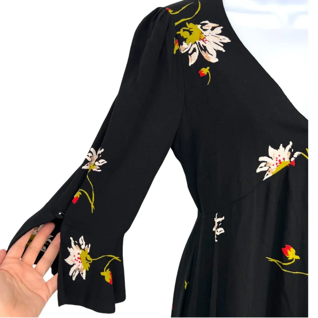 Free People Time On My Side Floral Wrap Mini Dress Black Size XS - Image 3