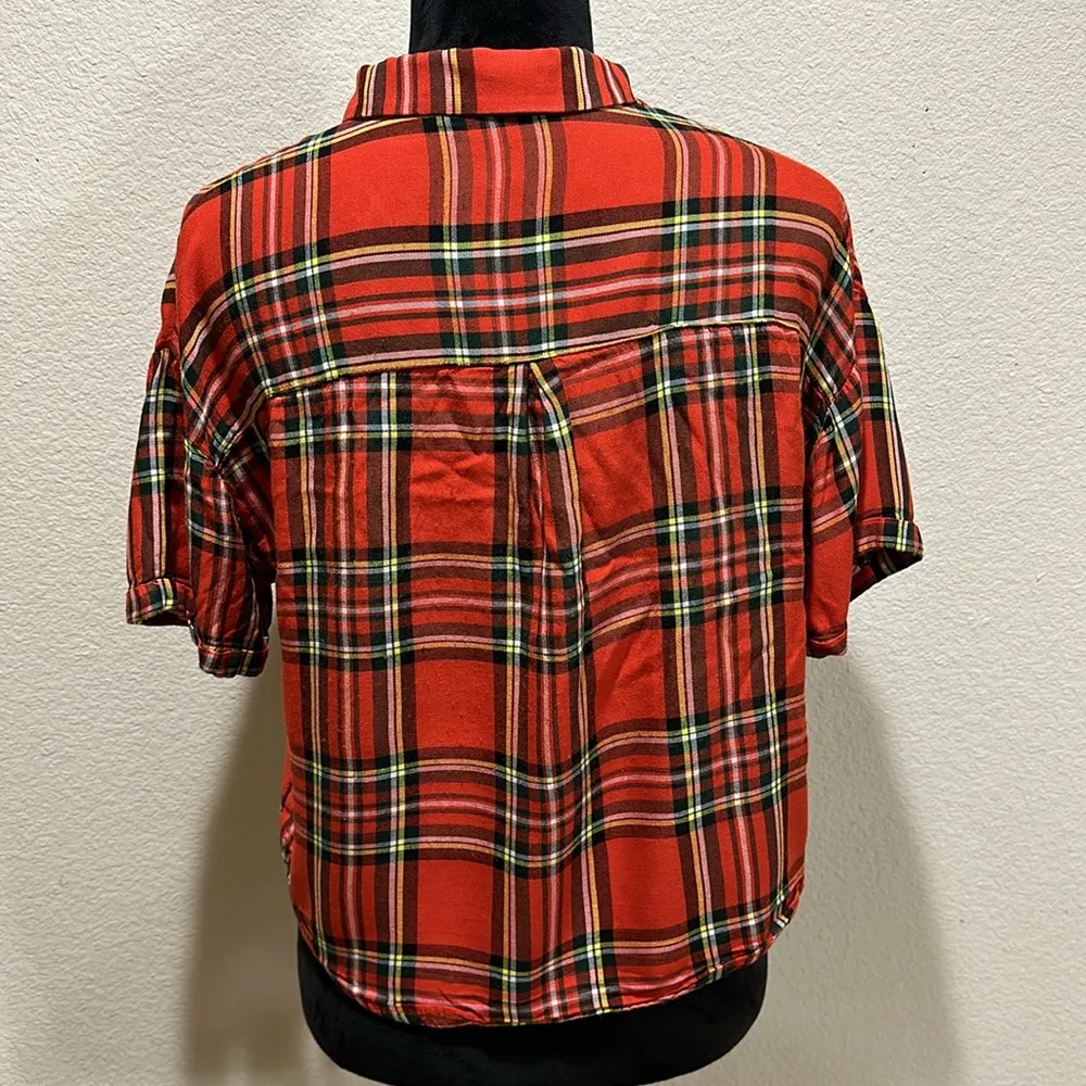 Forever 21 Red Plaid Button Up Top - Image 2