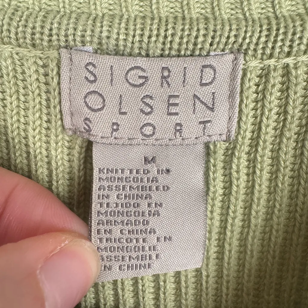 Sigrid Olsen Green Ribbed Women's Sweater - Image 2