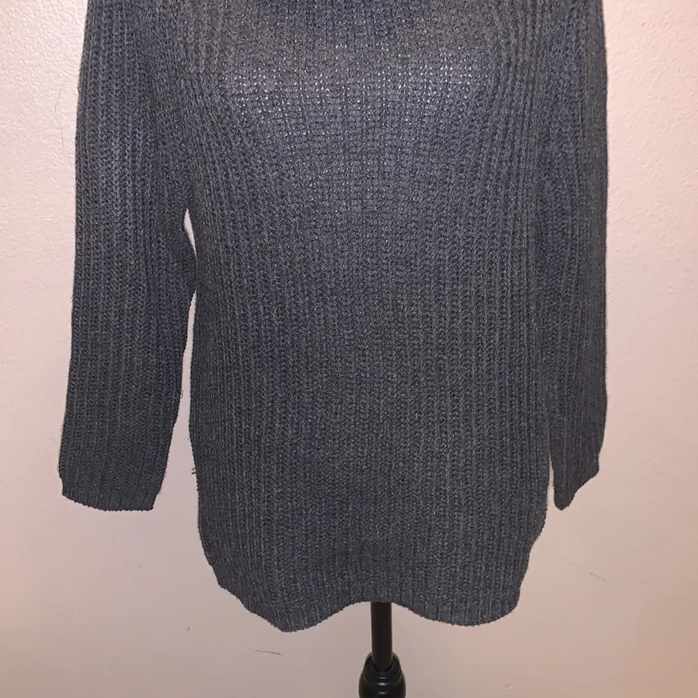 Active USA  grey knit crochet cowl neck sweater - Image 3