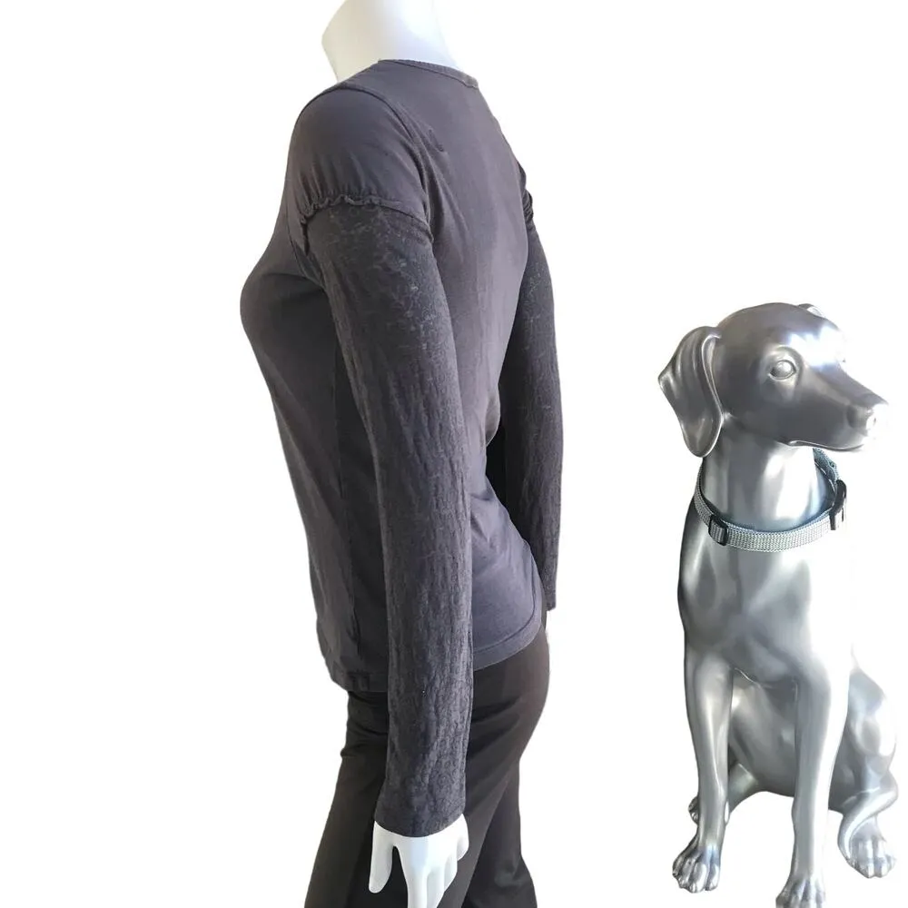 Lole Long Sleeve Blue Cotton Polyester Floral Sleeve Shirt Women's Size S - Image 2