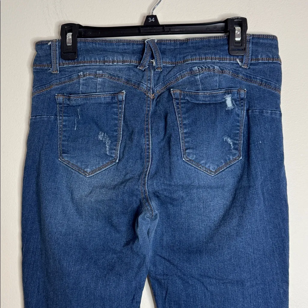 Wax Jean Get Your Rayon Mid Rise Medium Denim Distressed Blue Jeans sz Junior 13 - Image 4