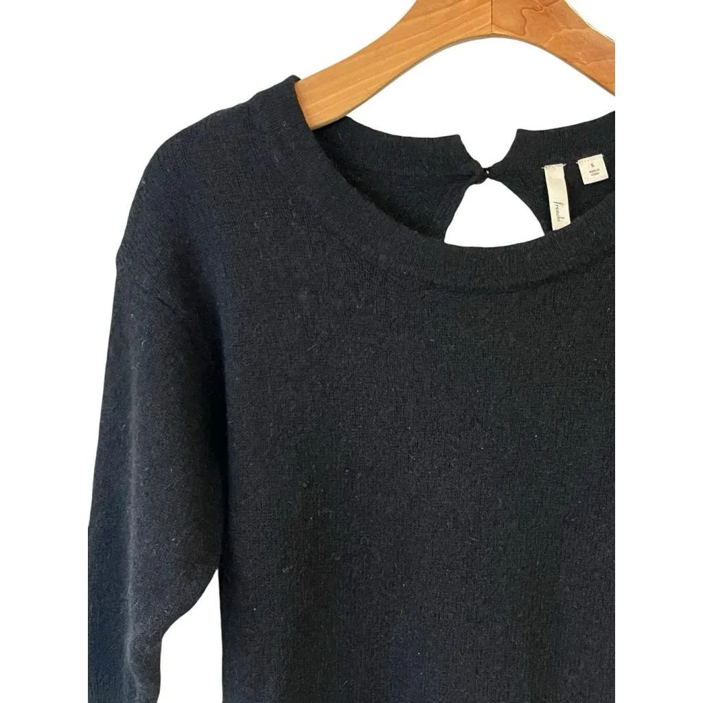 frenchi Lamb's Wool Rabbit Hair Sweater Womens S Black 3/4 Sleeve Open Back - Image 2