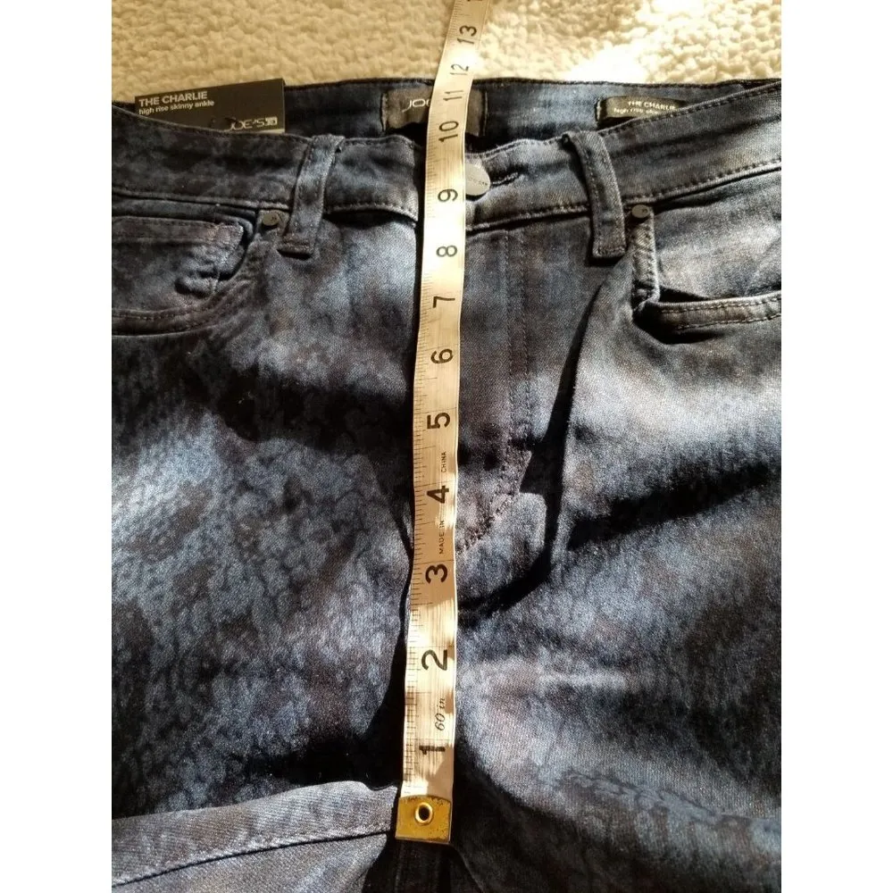 Joe's Jeans The Charlie High-Rise Skinny Ankle Black & Blue Snake Print Sz 25 - Image 11