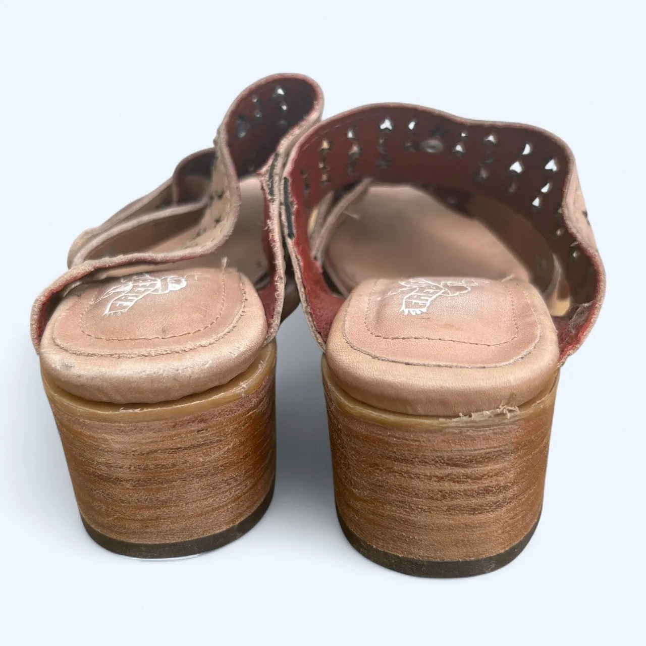 Freebird by Steven Block Heel Slide Leather Sandals Moonstar Ice womens 10 M Tan - Image 9