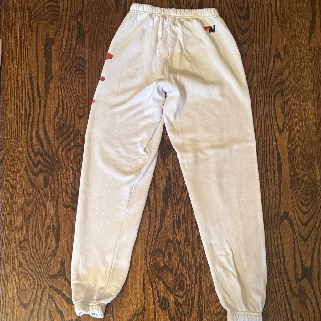 Aviator Nation White Track Pants with Rainbow Logo - Image 7