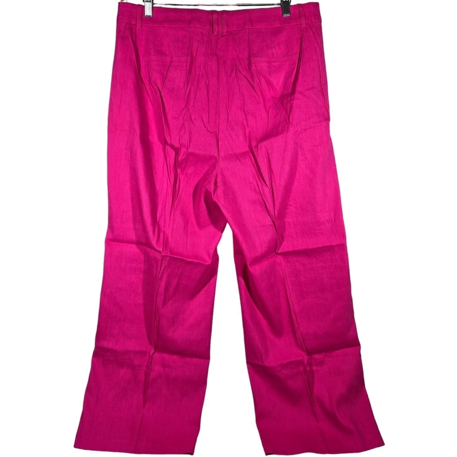 J. Crew Factory Linen-blend wide-leg pleated trouser pant Fuchsia Fantasy 16 NWT - Image 2