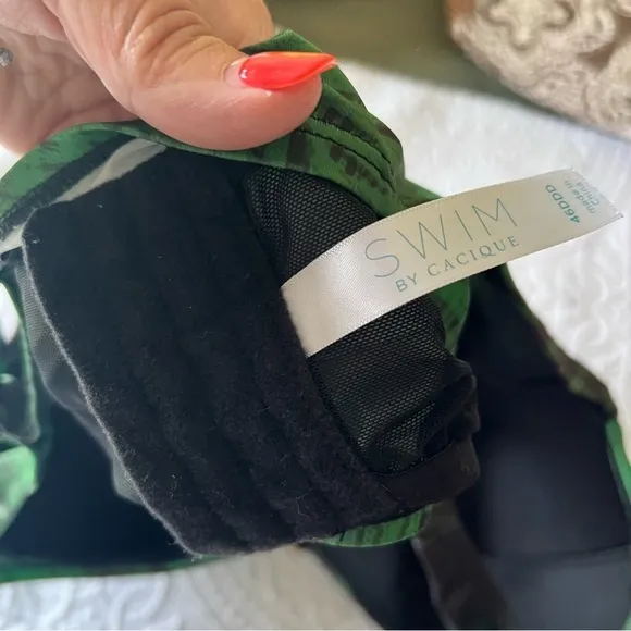 LANE BRYANT CACIQUE Plunge Underwire Swim Bikini Top‎ breezy palm SIZE 46 DDD - Image 5