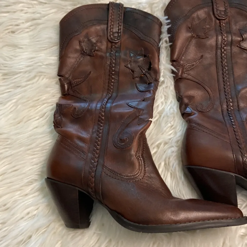 White Mountain, Santa Fe, Western CowboyBoots size 8.5 brown color - Image 4