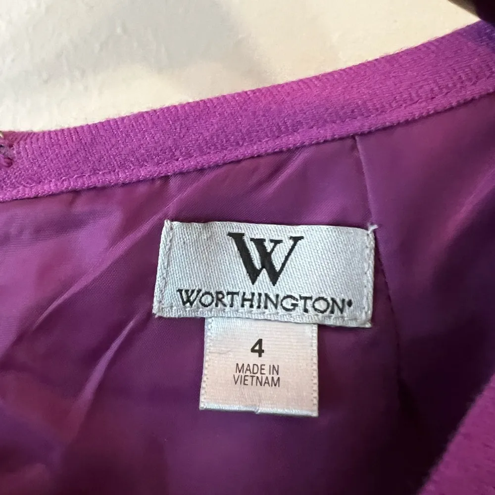 Worthington Women's Dress Solid Purple Sleeveless Sheath Size 4 - Image 4