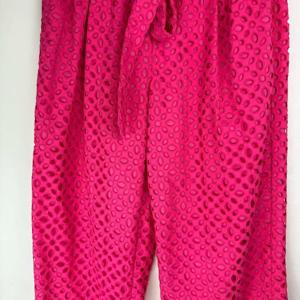 J. Crew Womens Pink Eyelet Tie Waist Pants Sz 16 Crop Wide Leg - Image 8