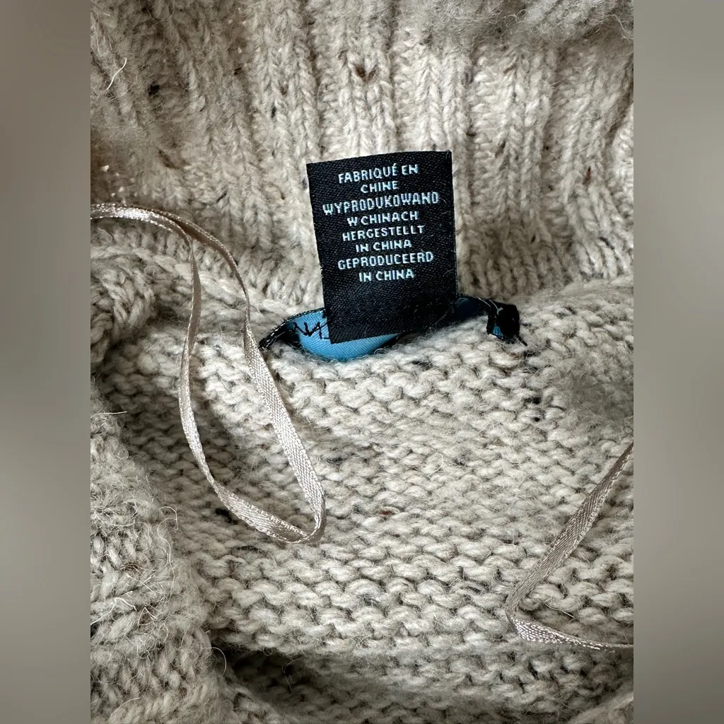 Cynthia Rowley Turtleneck Womens Size L Tan Long Sleeve Sweater Wool Blend Thick - Image 11